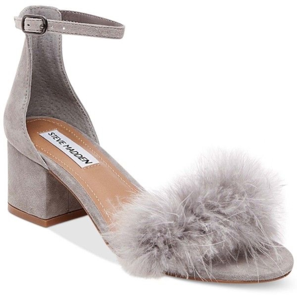 STEVE MADDEN Imelda Fluffy Feather Heel Genuine Leather *Brand New in Box*